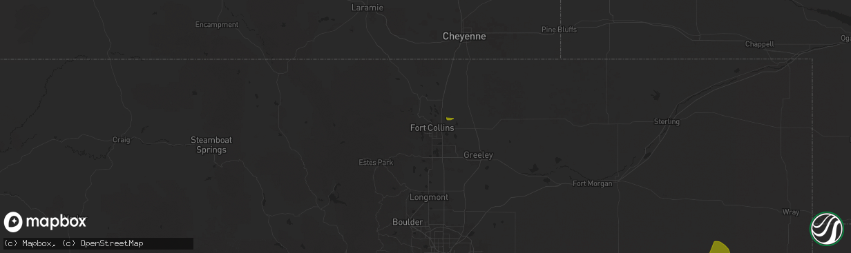 Hail map in Fort Collins, CO on June 17, 2025