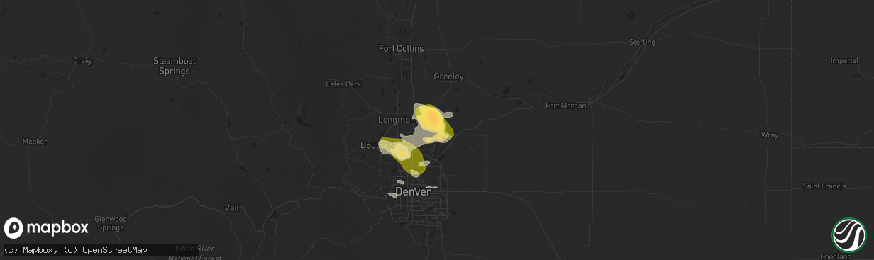 Hail map in Fort Lupton, CO on June 17, 2025