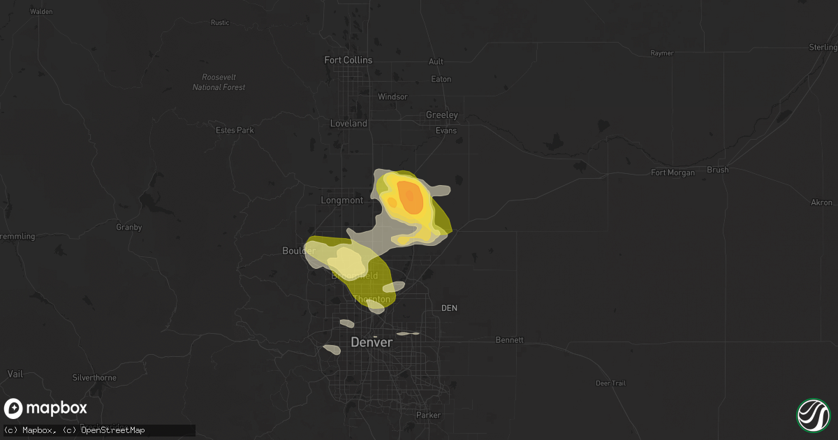 Hail map in Fort Lupton, CO on June 17, 2025