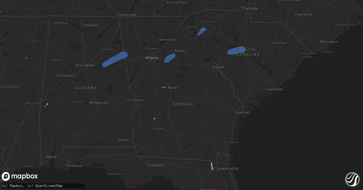 Hail map in Georgia on June 17, 2025