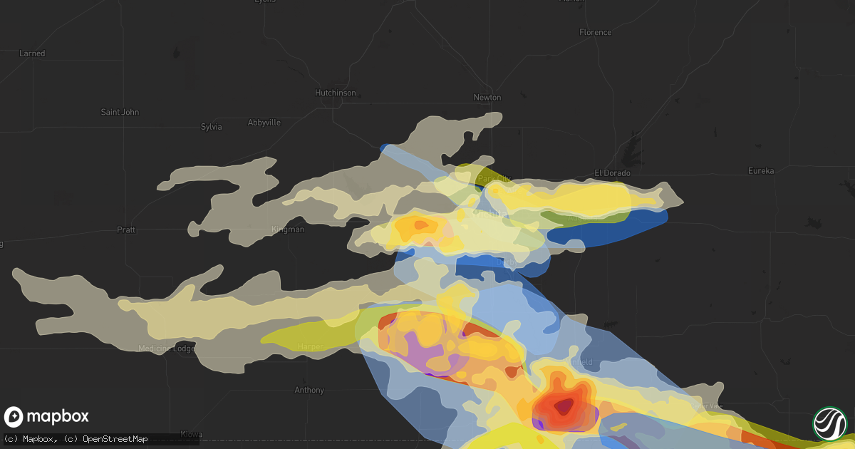 Hail map in Goddard, KS on June 17, 2025