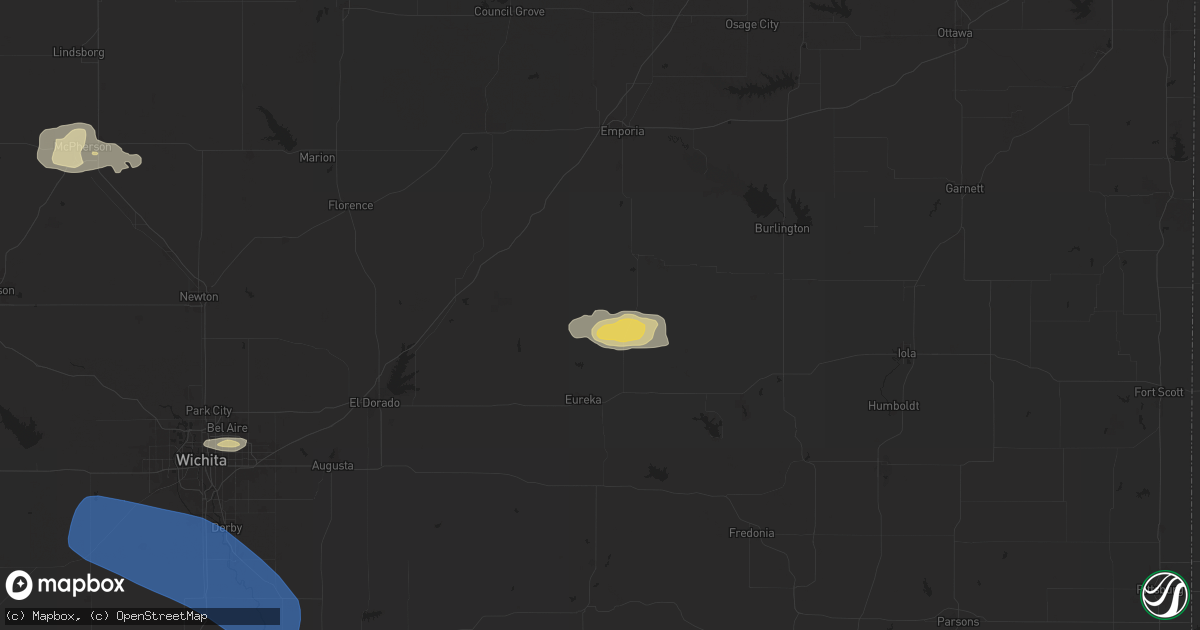 Hail map in Hamilton, KS on June 17, 2025