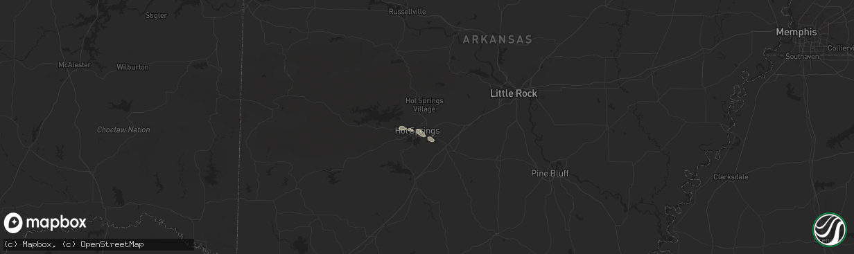 Hail map in Hot Springs National Park, AR on June 17, 2025
