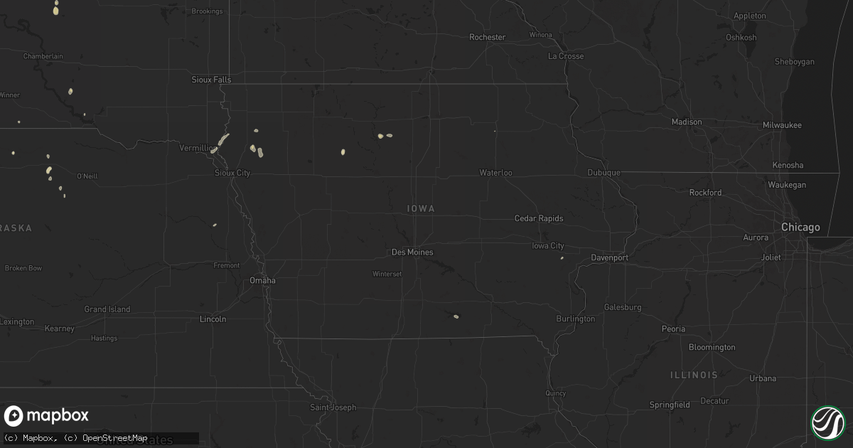 Hail map in Iowa on June 17, 2025