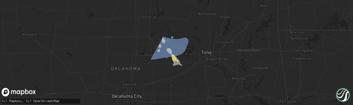 Hail map in Jennings, OK on June 17, 2025