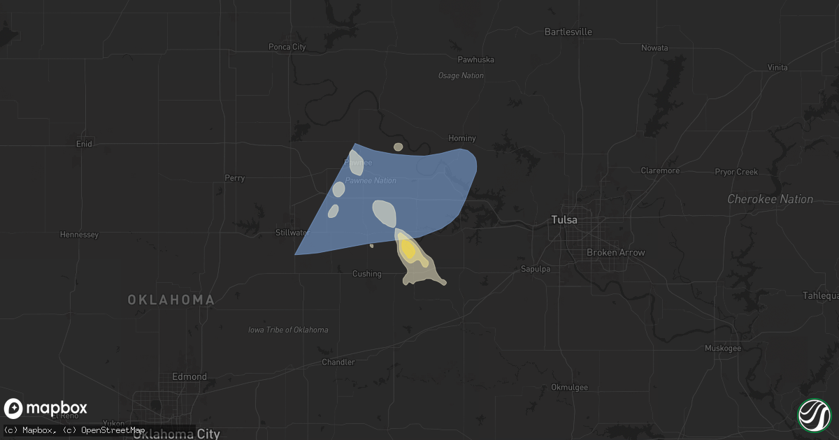 Hail map in Jennings, OK on June 17, 2025