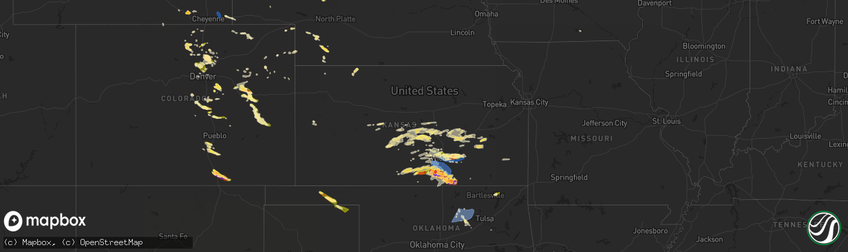 Hail map in Kansas on June 17, 2025