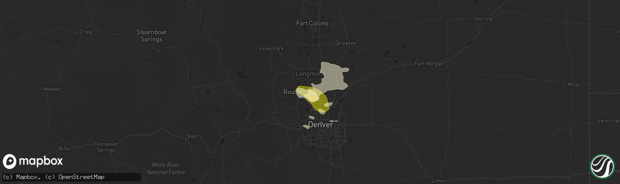 Hail map in Lafayette, CO on June 17, 2025