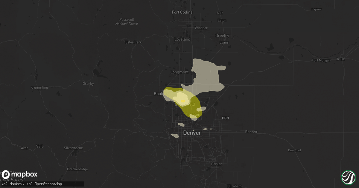 Hail map in Lafayette, CO on June 17, 2025
