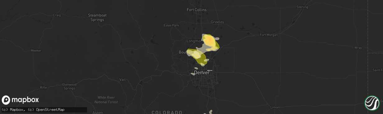 Hail map in Louisville, CO on June 17, 2025