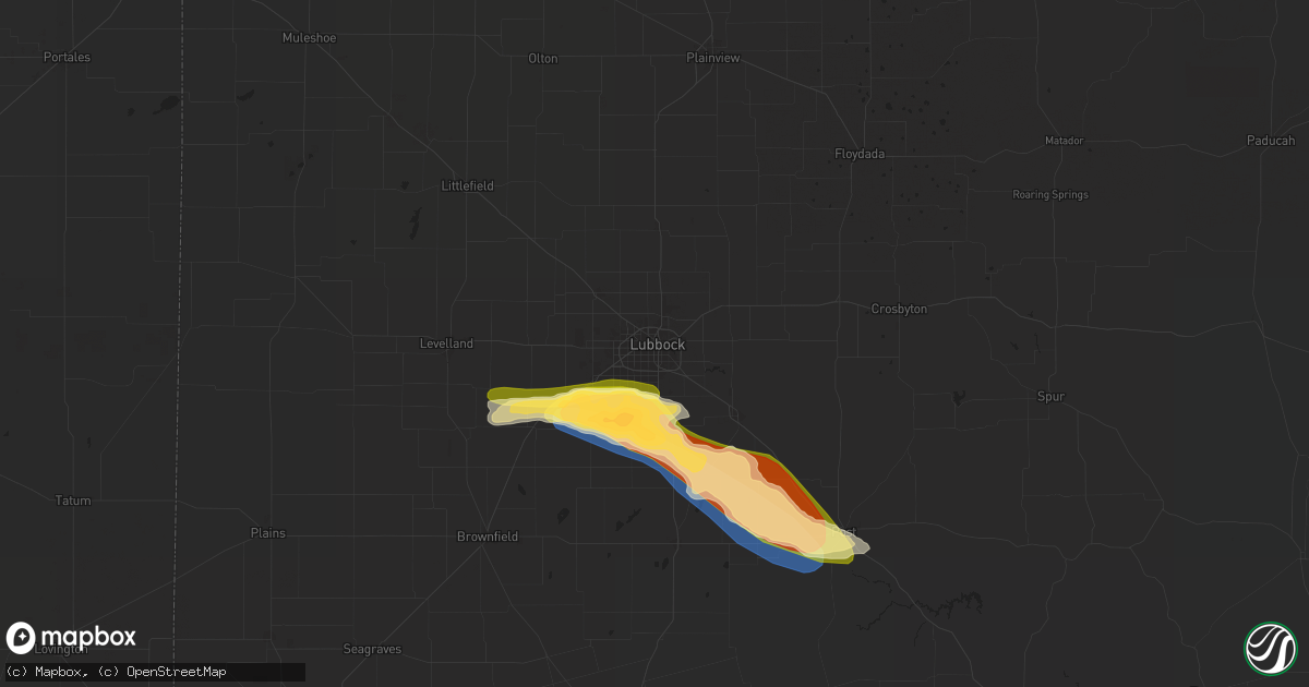 Hail map in Lubbock, TX on June 17, 2025
