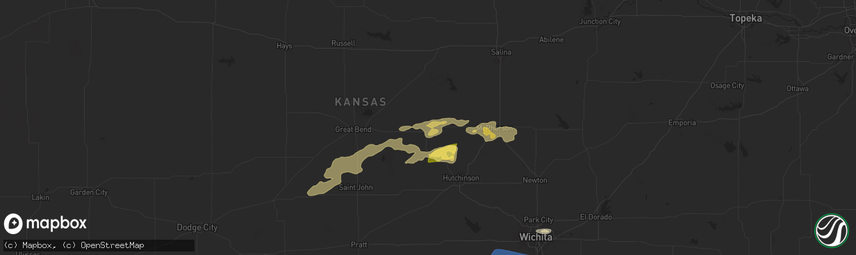 Hail map in Lyons, KS on June 17, 2025