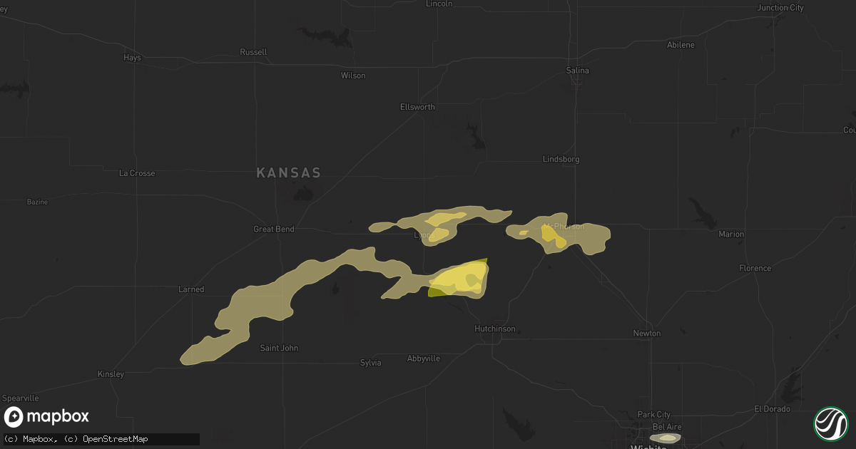 Hail map in Lyons, KS on June 17, 2025