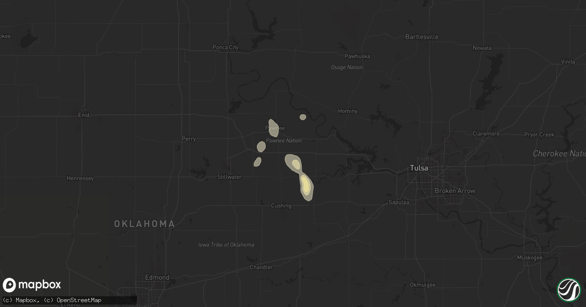 Hail map in Maramec, OK on June 17, 2025