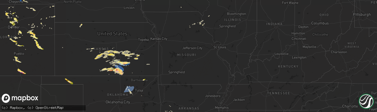Hail map in Missouri on June 17, 2025
