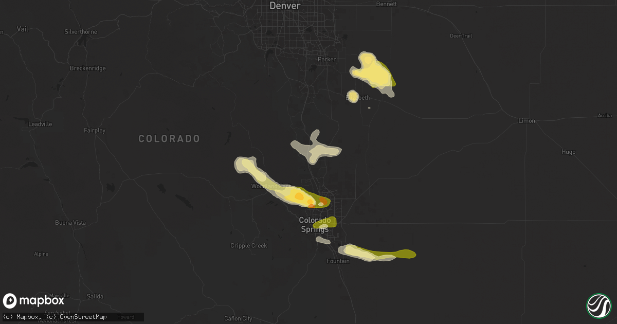 Hail map in Monument, CO on June 17, 2025