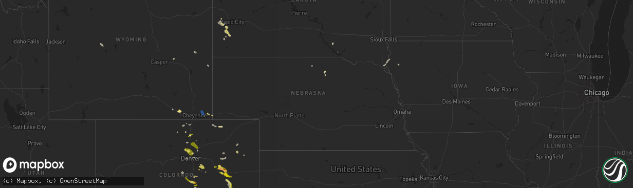 Hail map in Nebraska on June 17, 2025