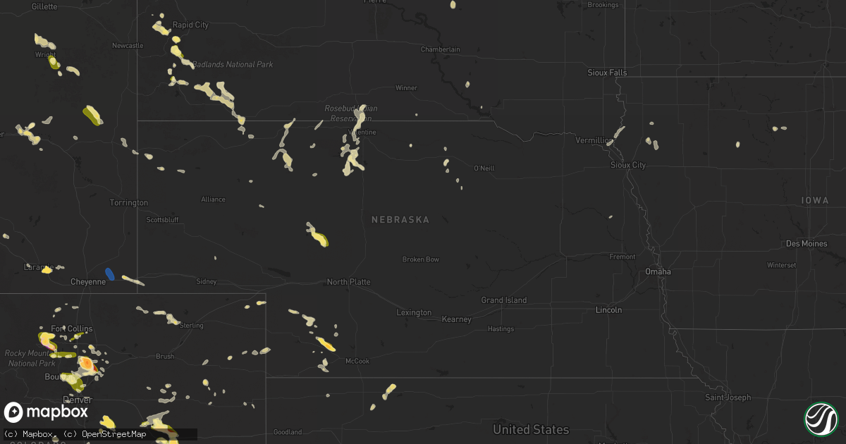 Hail map in Nebraska on June 17, 2025