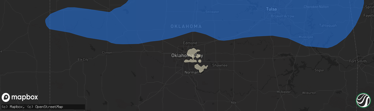 Hail map in Oklahoma City, OK on June 17, 2025