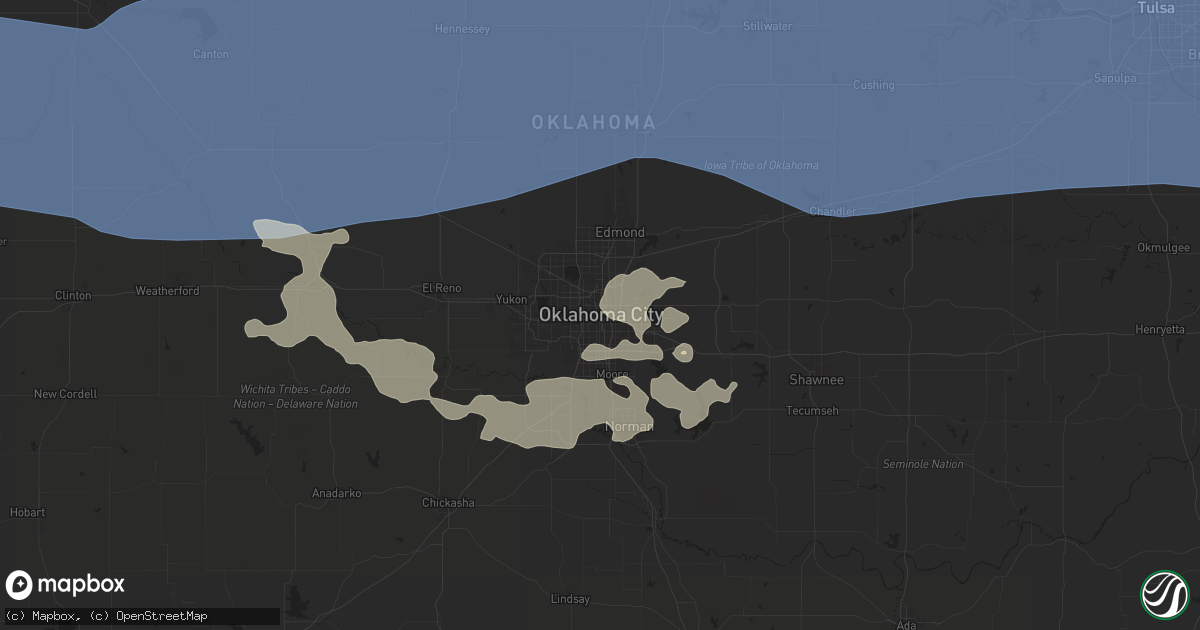 Hail map in Oklahoma City, OK on June 17, 2025