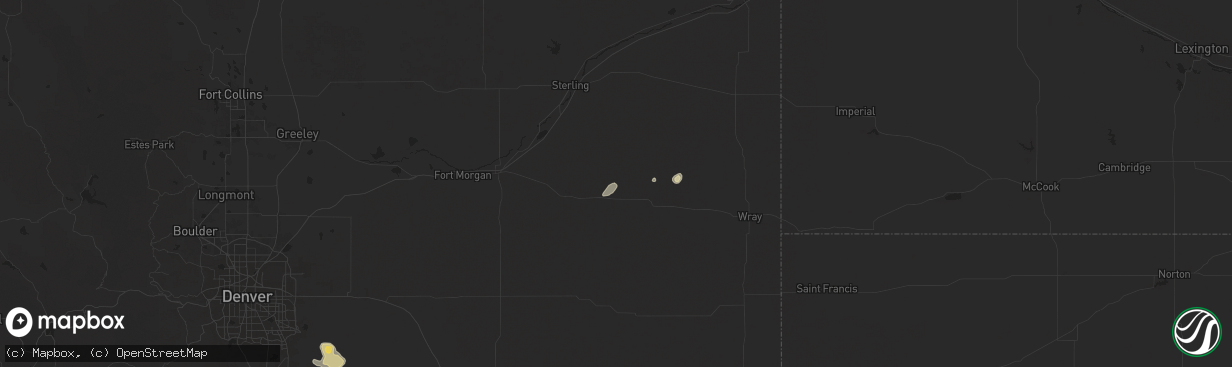 Hail map in Otis, CO on June 17, 2025