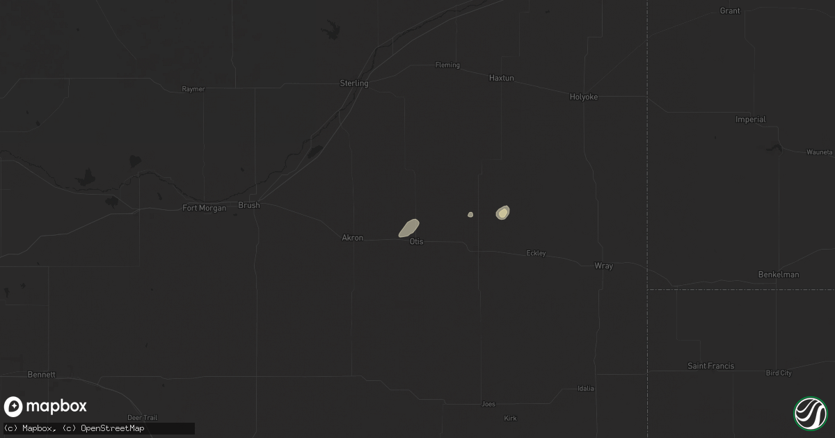 Hail map in Otis, CO on June 17, 2025