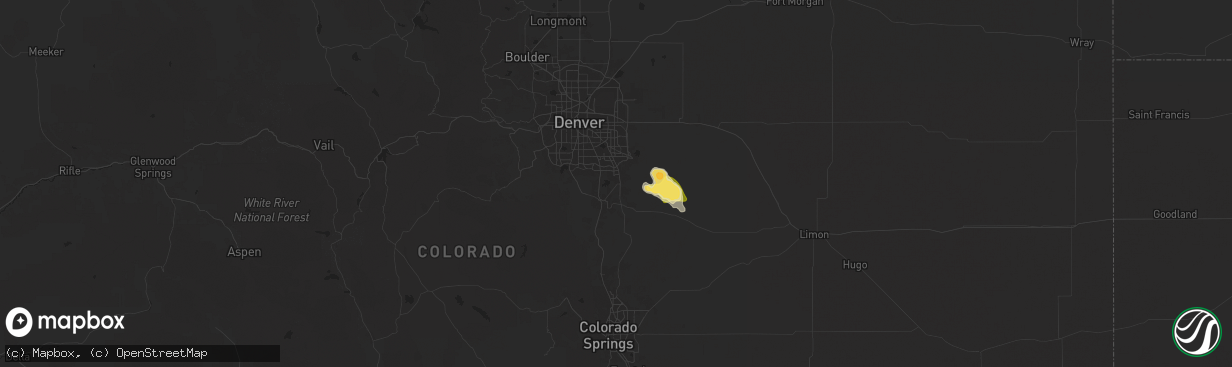 Hail map in Parker, CO on June 17, 2025