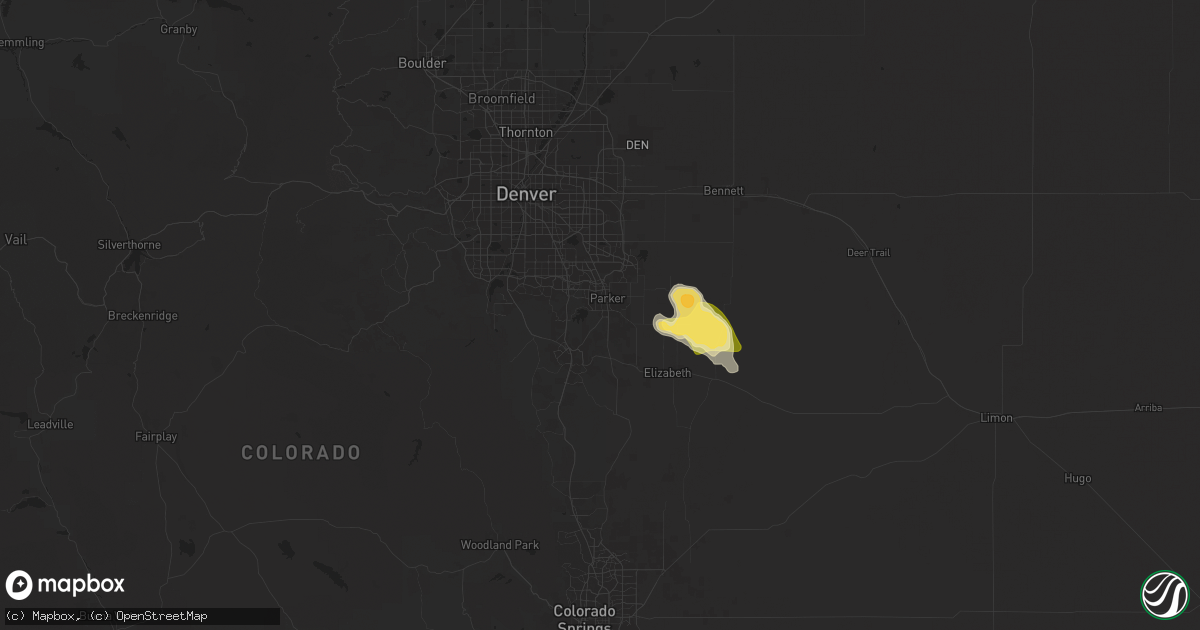 Hail map in Parker, CO on June 17, 2025