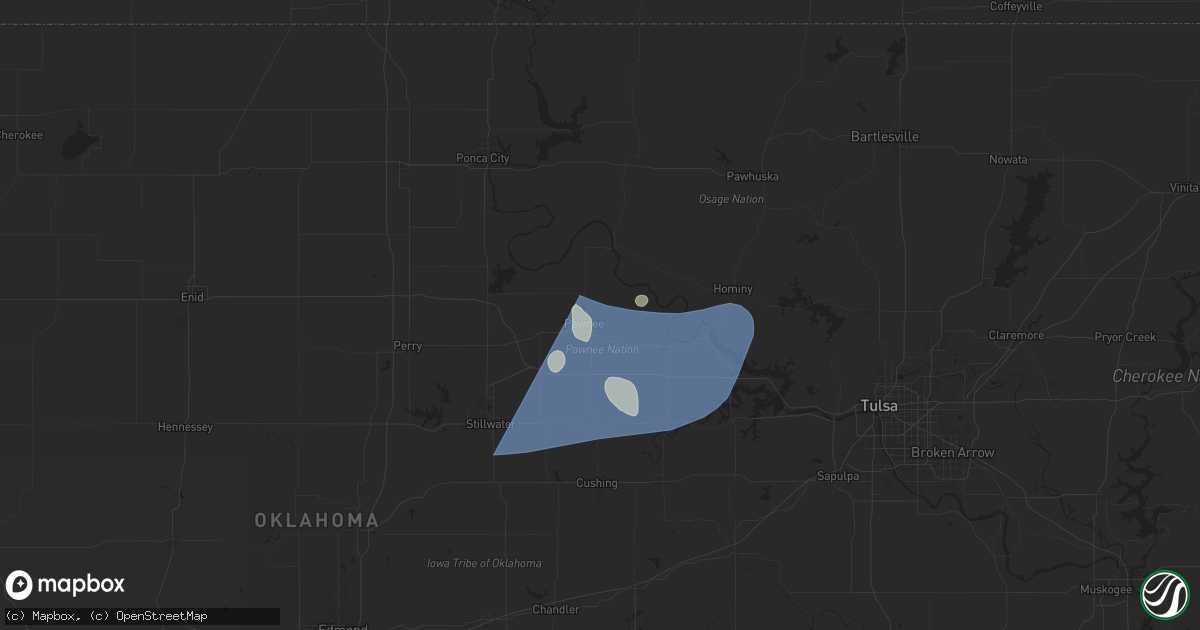 Hail map in Pawnee, OK on June 17, 2025
