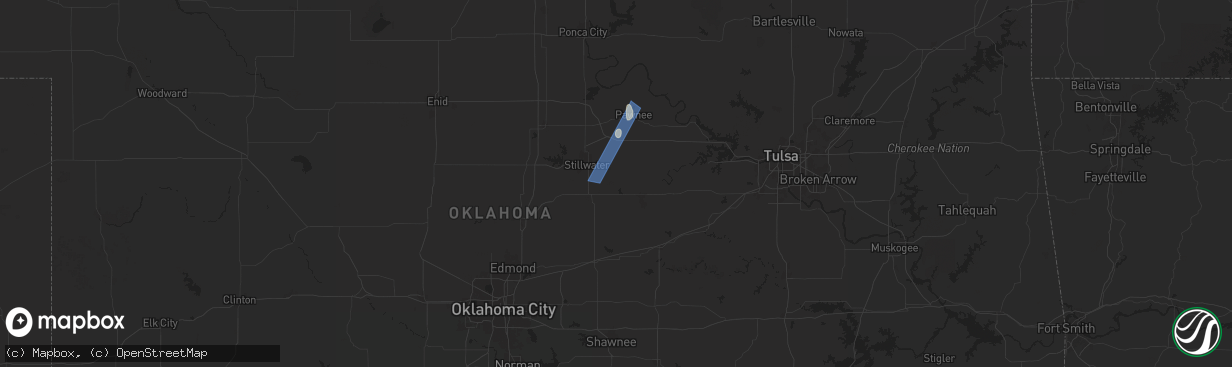 Hail map in Ripley, OK on June 17, 2025