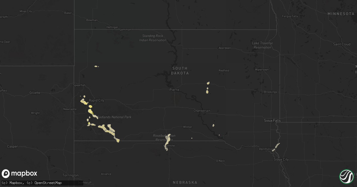 Hail map in South Dakota on June 17, 2025