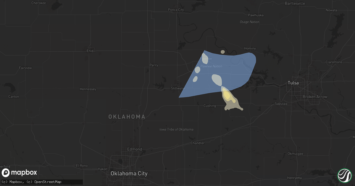 Hail map in Stillwater, OK on June 17, 2025