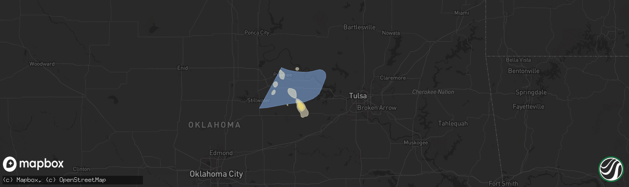 Hail map in Terlton, OK on June 17, 2025