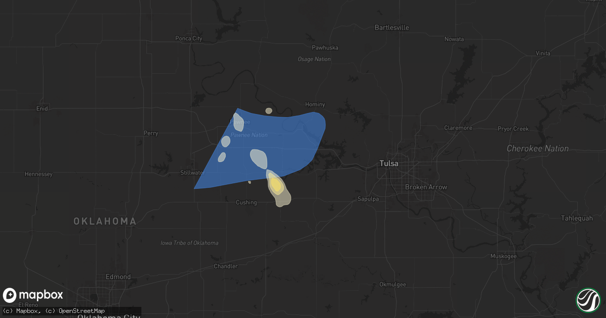 Hail map in Terlton, OK on June 17, 2025
