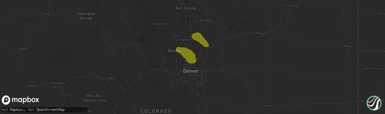 Hail map in Thornton, CO on June 17, 2025