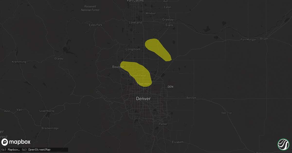 Hail map in Thornton, CO on June 17, 2025