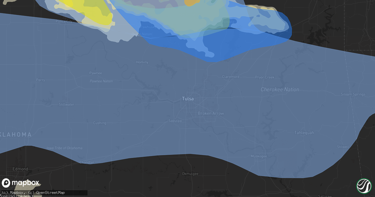 Hail map in Tulsa, OK on June 17, 2025