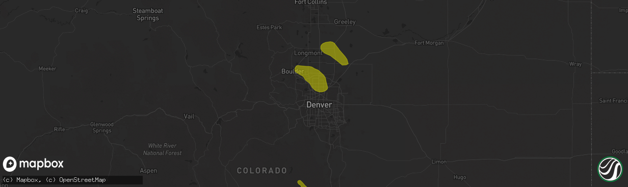 Hail map in Westminster, CO on June 17, 2025