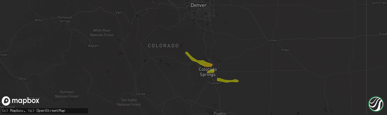 Hail map in Woodland Park, CO on June 17, 2025