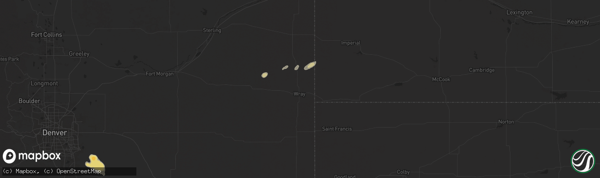 Hail map in Wray, CO on June 17, 2025