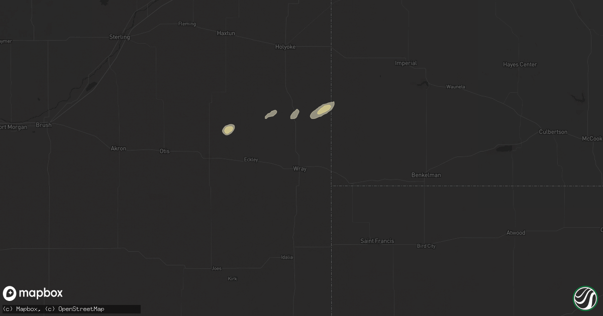 Hail map in Wray, CO on June 17, 2025