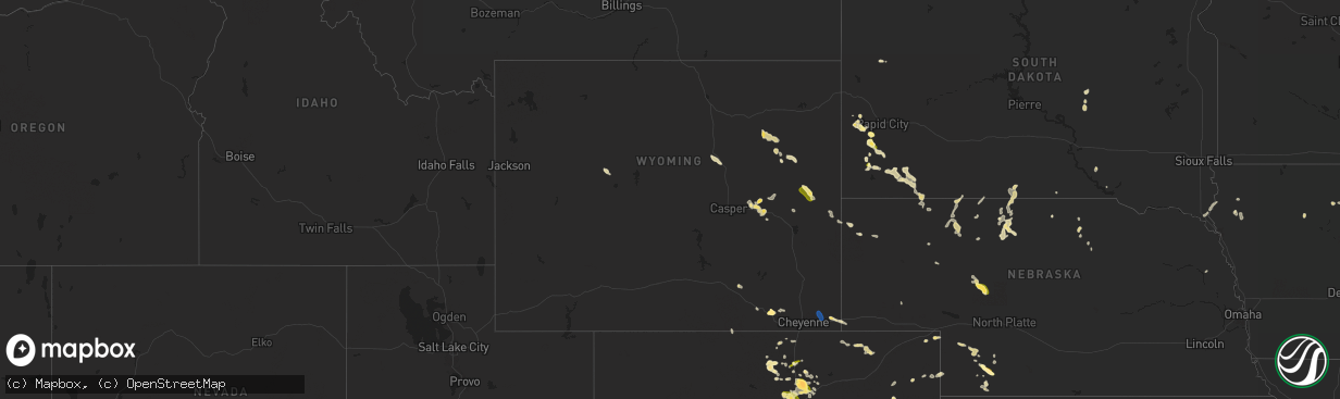 Hail map in Wyoming on June 17, 2025