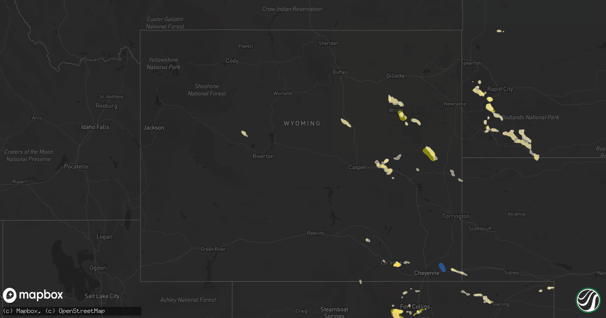 Hail map in Wyoming on June 17, 2025