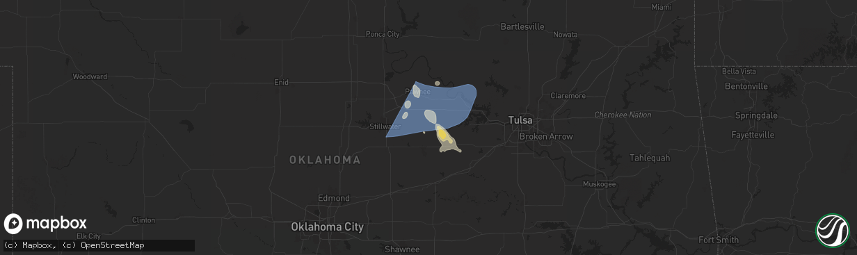Hail map in Yale, OK on June 17, 2025