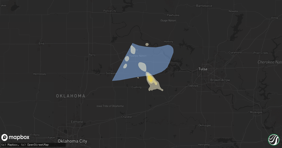Hail map in Yale, OK on June 17, 2025