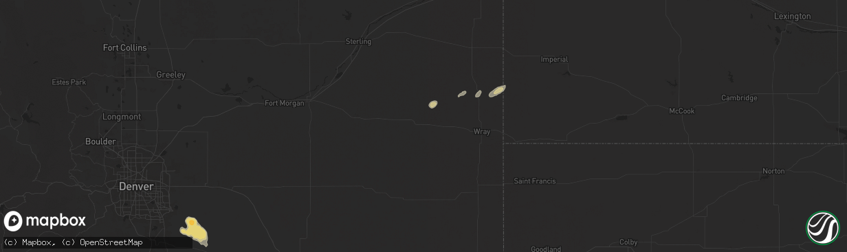 Hail map in Yuma, CO on June 17, 2025