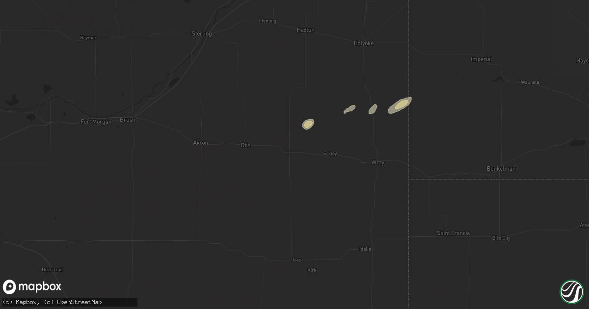 Hail map in Yuma, CO on June 17, 2025
