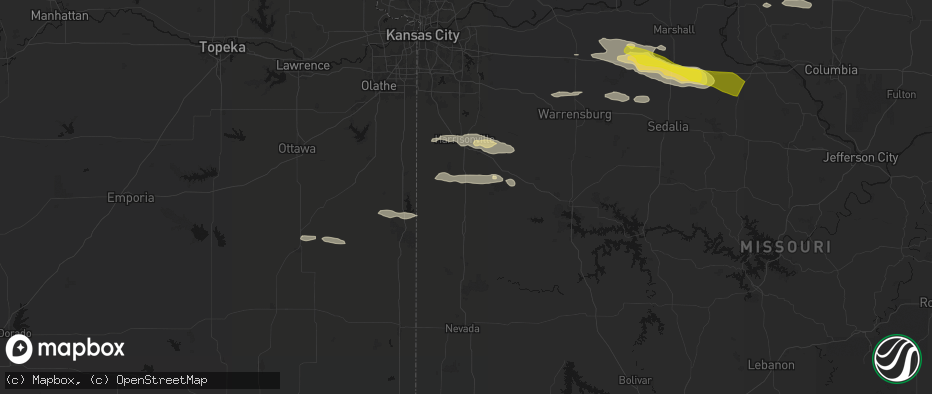 Hail map in Adrian, MO on June 17, 2026