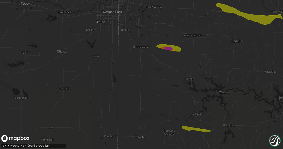 Hail map in Adrian, MO on June 17, 2026