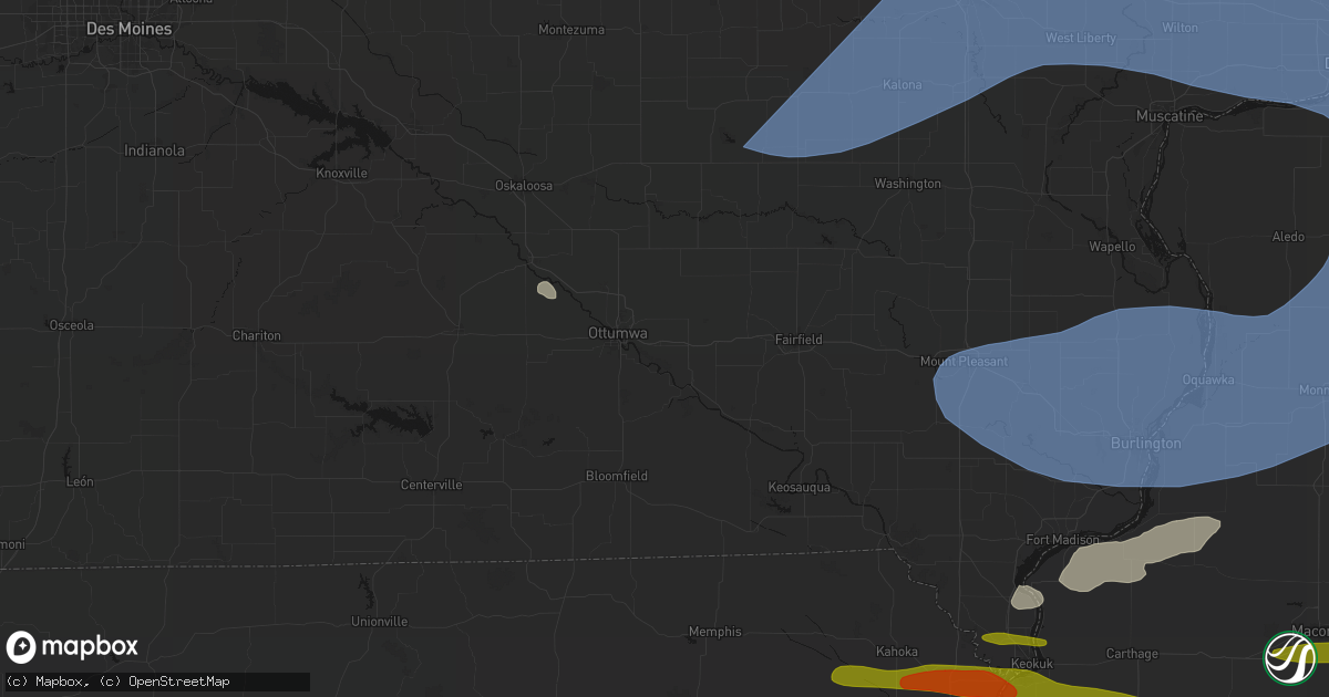 Hail map in Agency, IA on June 17, 2026